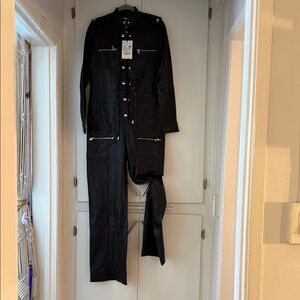 ZARA Women’s Black Jumpsuit with Silver Accents